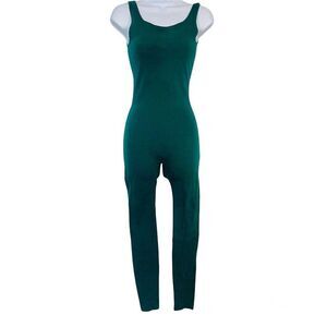 Dash Womens S Jumpsuit Green Sleeveless Stretch Casual Fitted